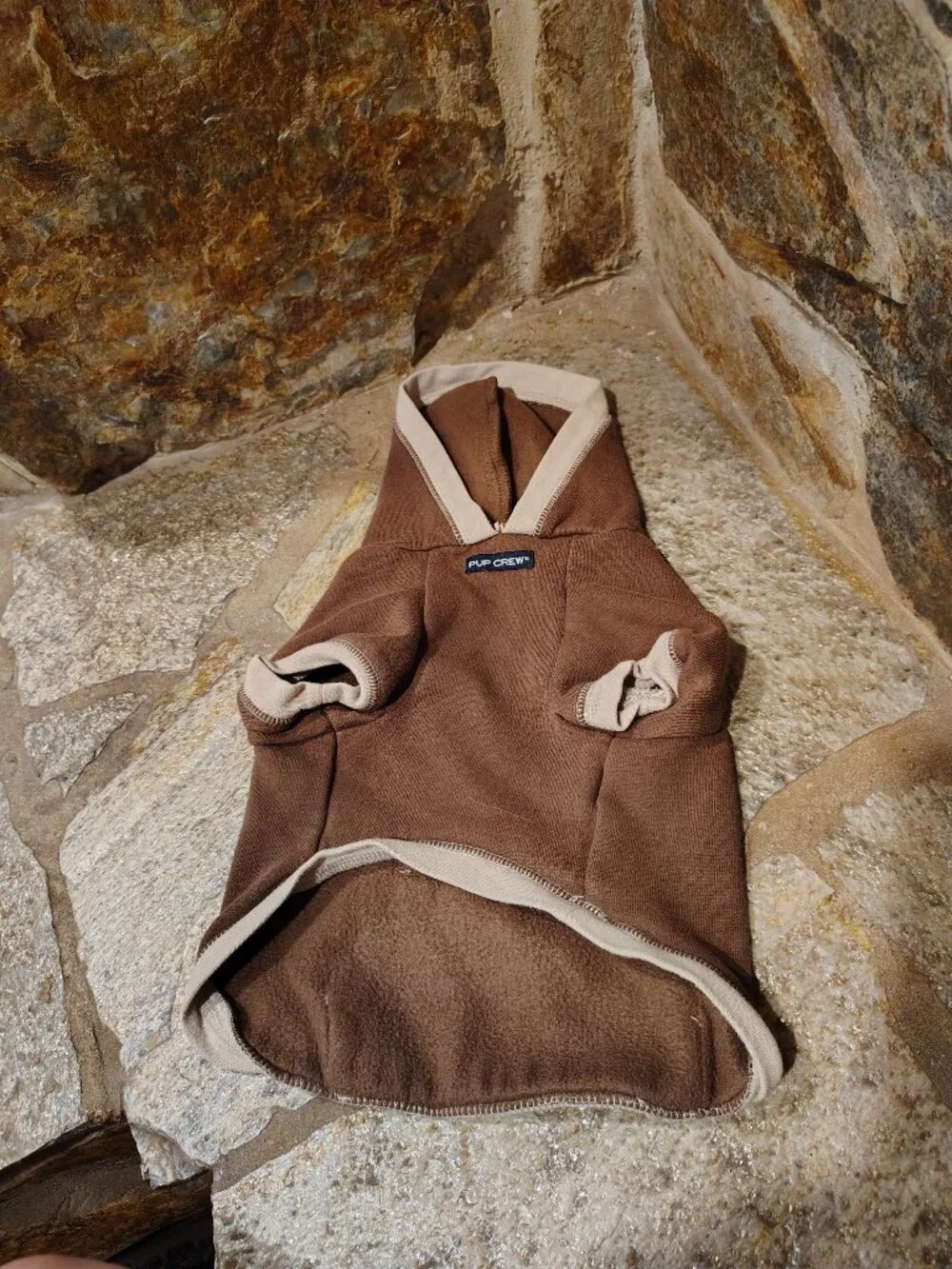 Pup Crew Dog Cat Pet Chocolate Brown Hoodie Size Medium Bone